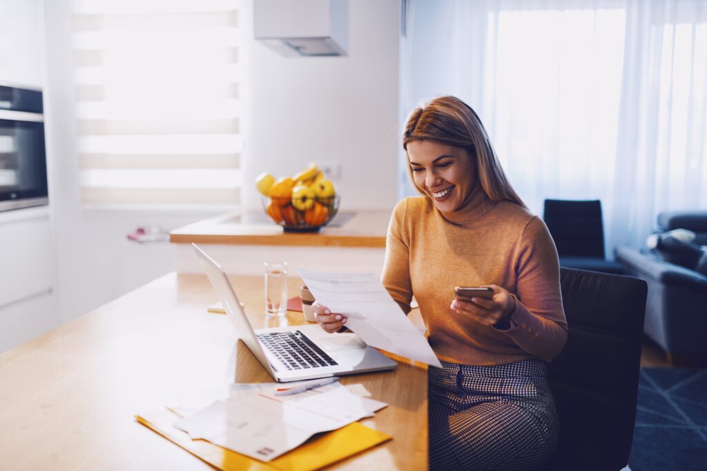 A woman who is happy to have help with substance abuse billing.