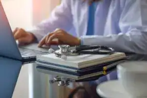 professional working on website development for healthcare company