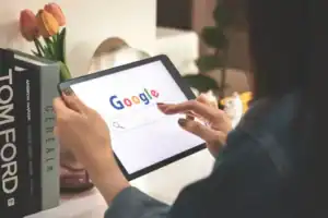 Woman Googling a Legit Scripts Pharmacy that has Certification